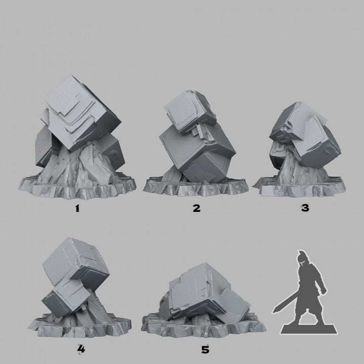 Sci Fi Cubic Stones Scatter Terrain - Fantastic Plants and Rocks