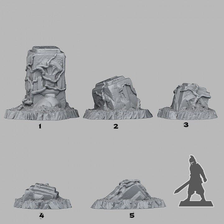 Tropical Ruins Scatter Terrain - Fantastic Plants and Rocks