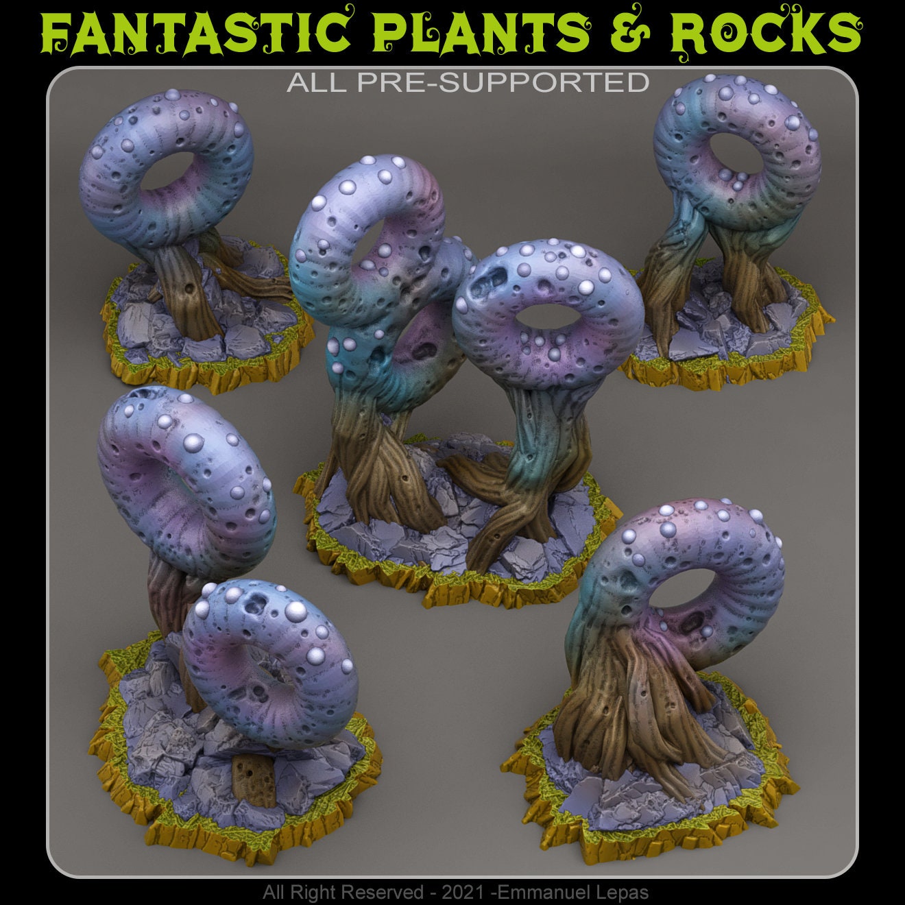 Donut Mushrooms Scatter Terrain - Fantastic Plants and Rocks