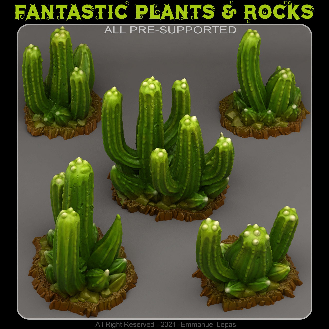 Poisonous Cactus Scatter Terrain - Fantastic Plants and Rocks
