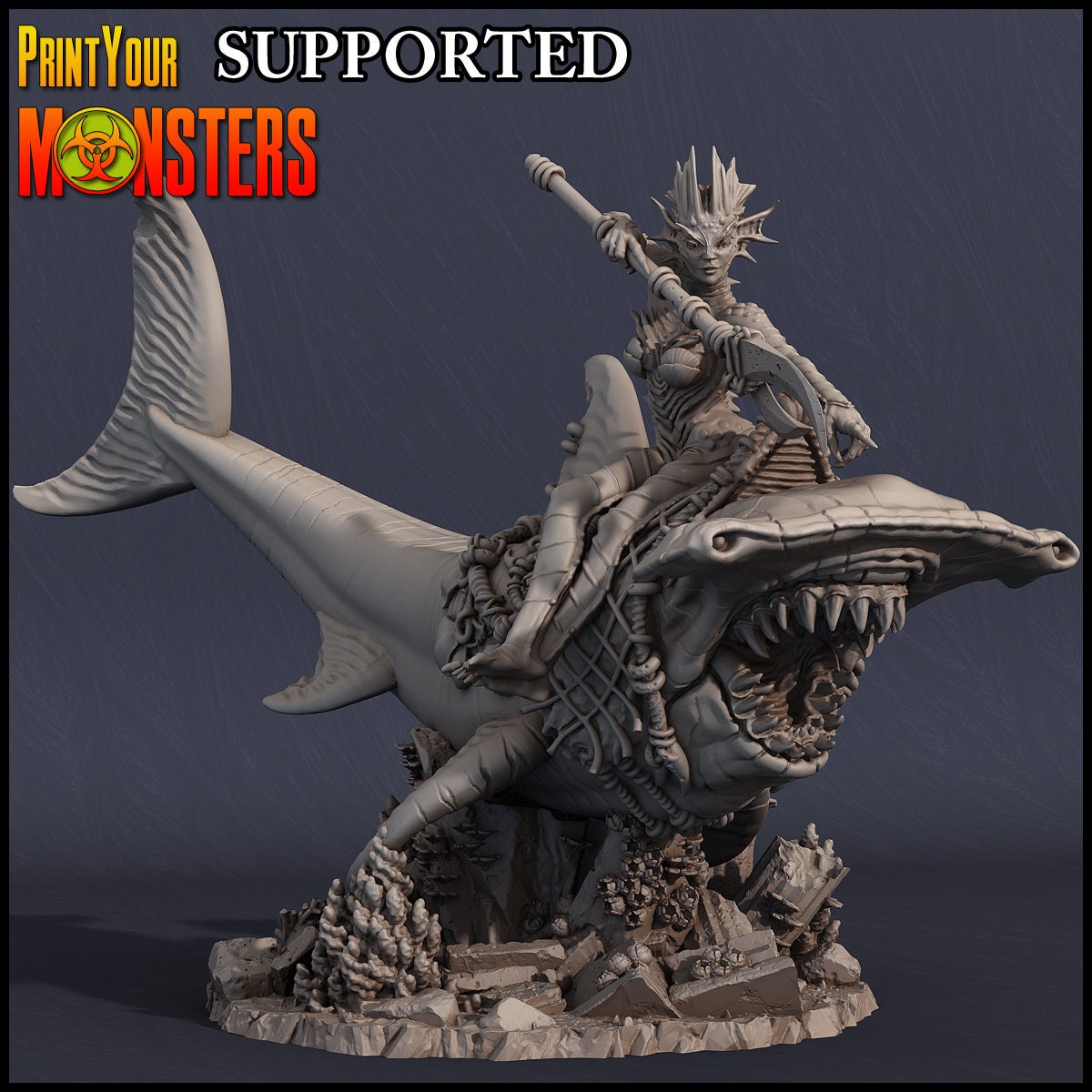 Hammerhead Shark Rider - Print Your Monsters