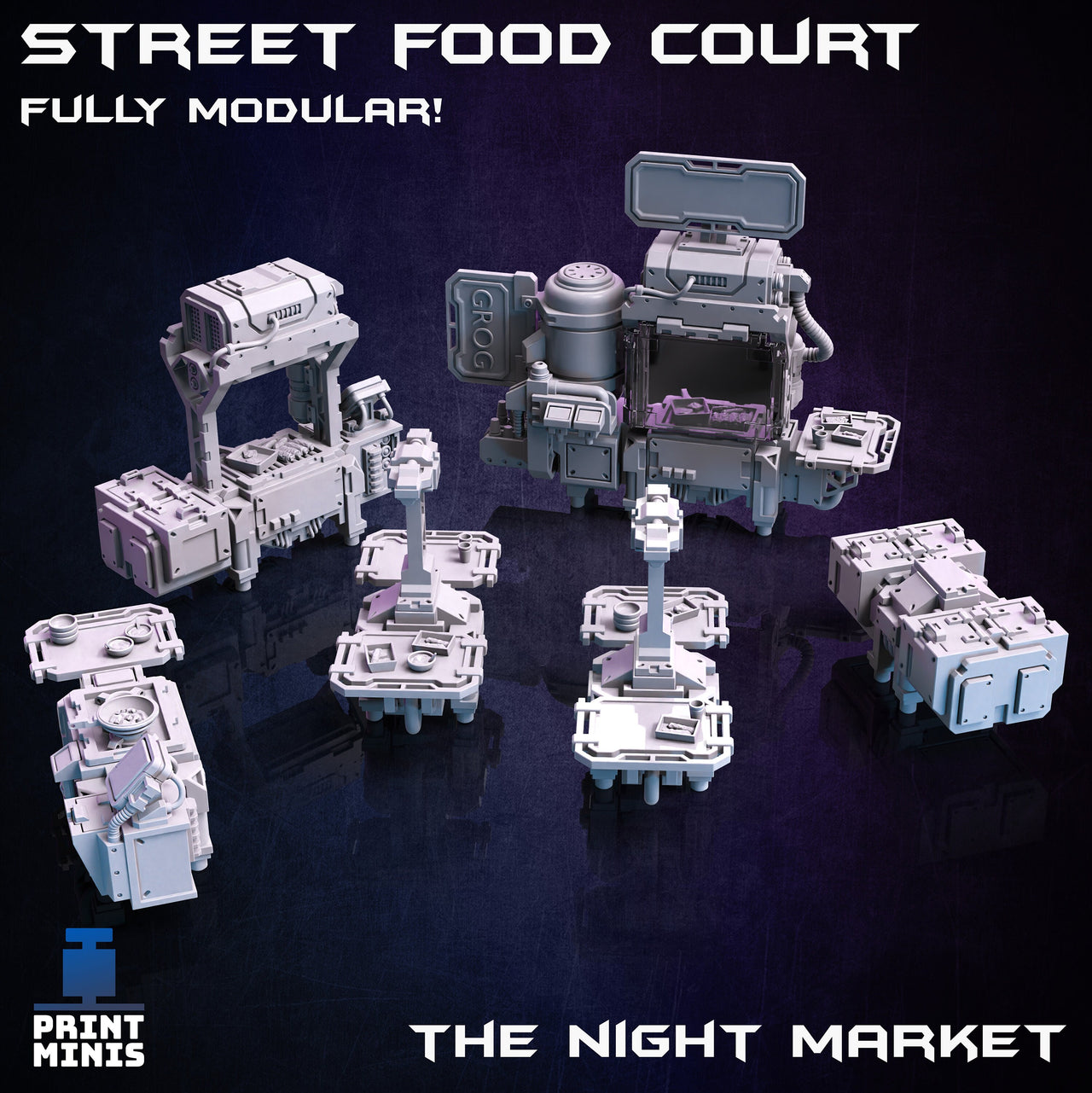 Street Food Court Modular Terrain - Print Minis
