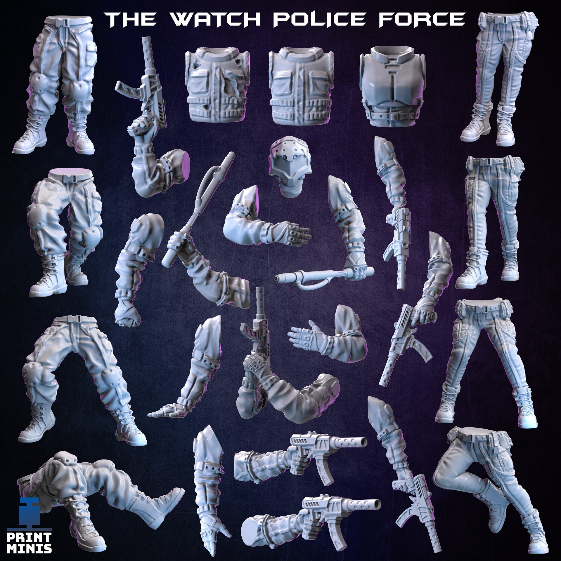 The Watch, Cyberpunk Police - Print Minis