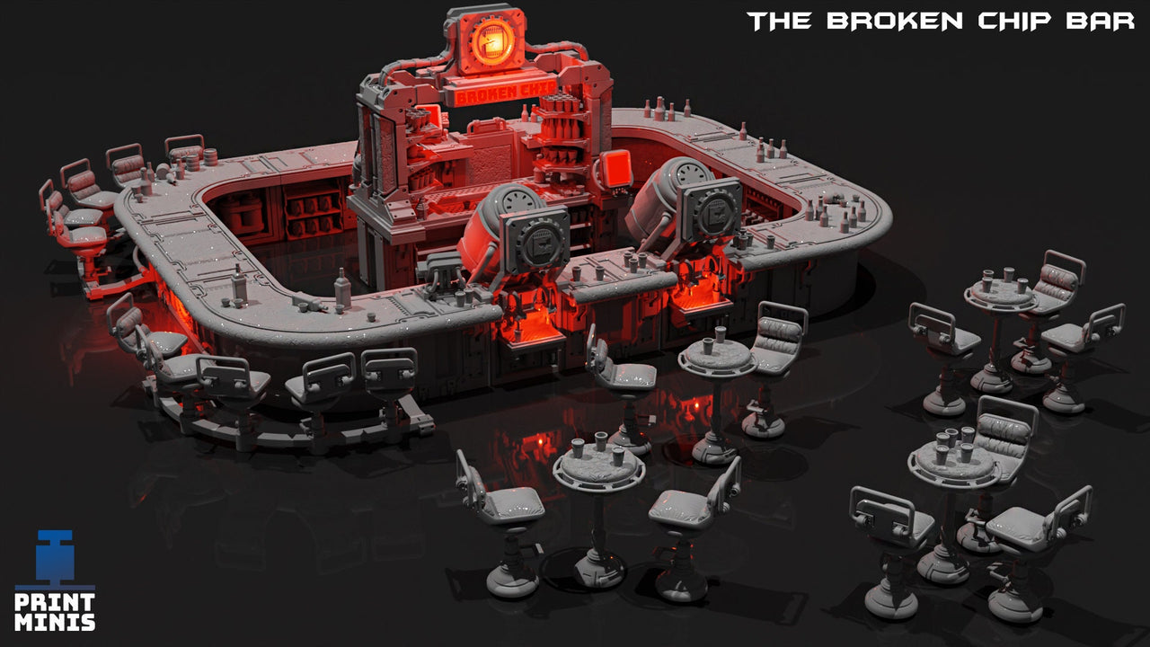 Broken Chip Bar Modular Terrain - Print Minis