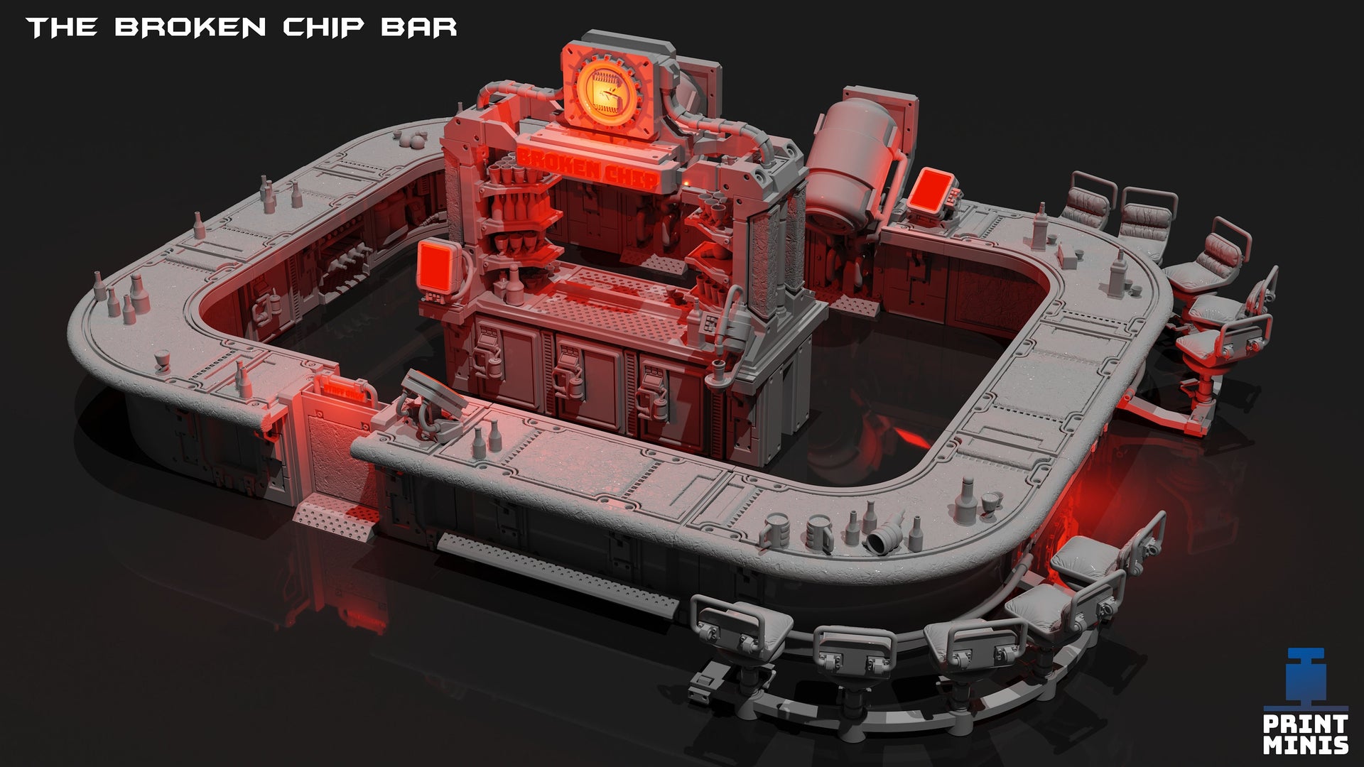 Broken Chip Bar Modular Terrain - Print Minis