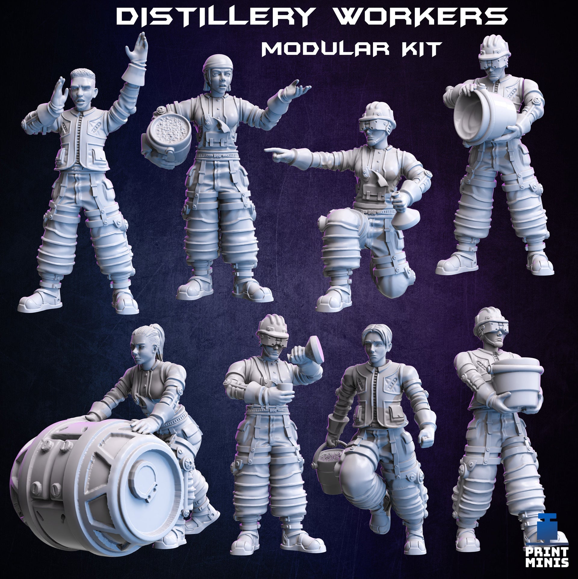 Modular Distillery workers- Print Minis