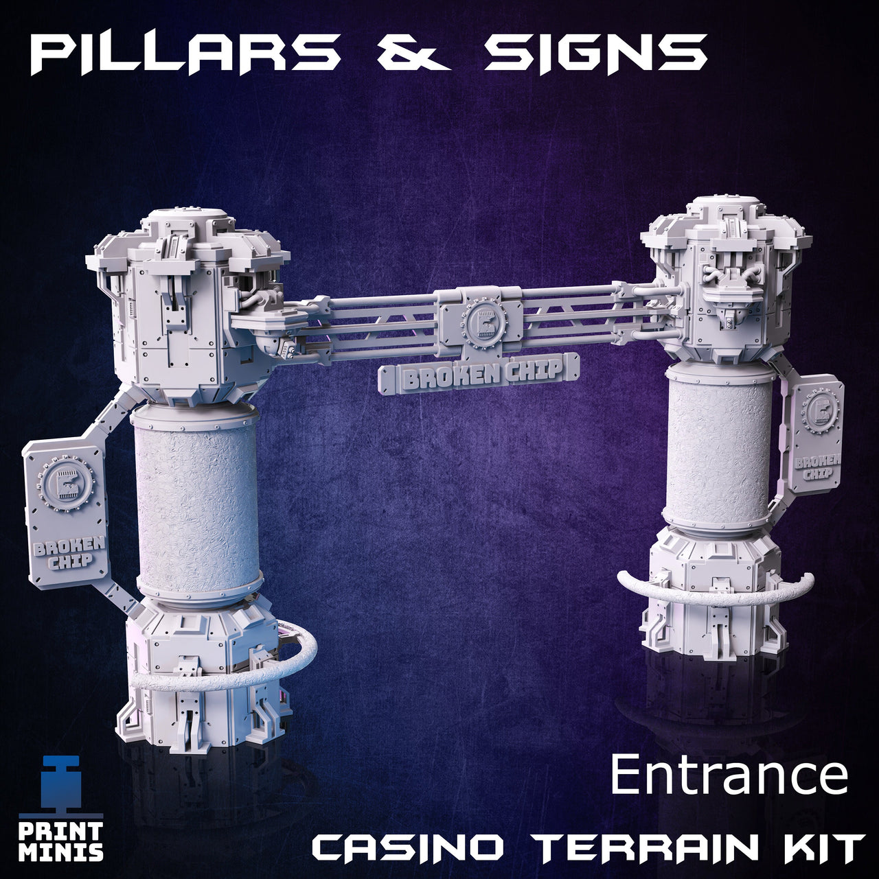 Casino Pillar and Signs Set - Print Minis