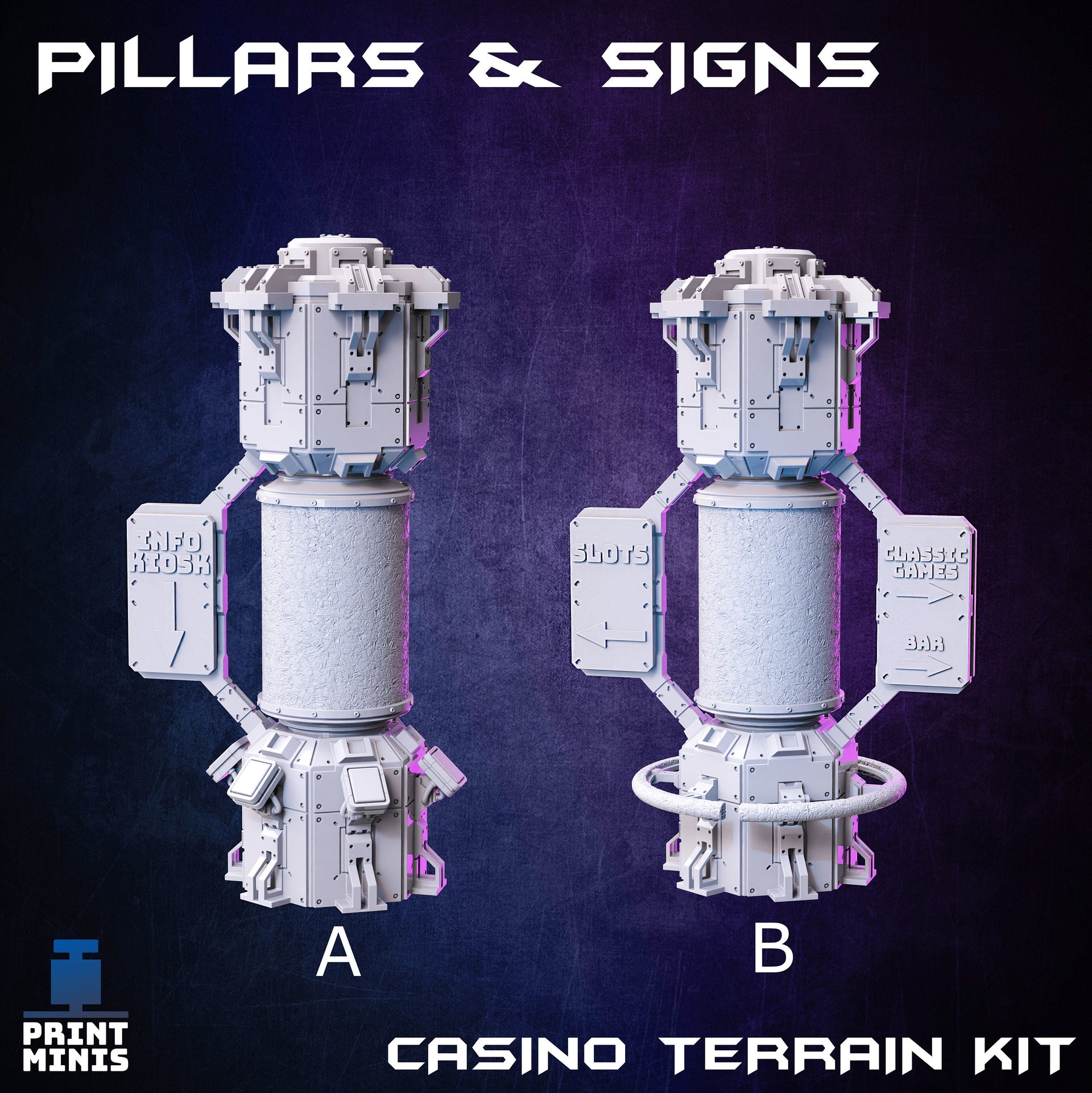 Casino Pillar and Signs Set - Print Minis
