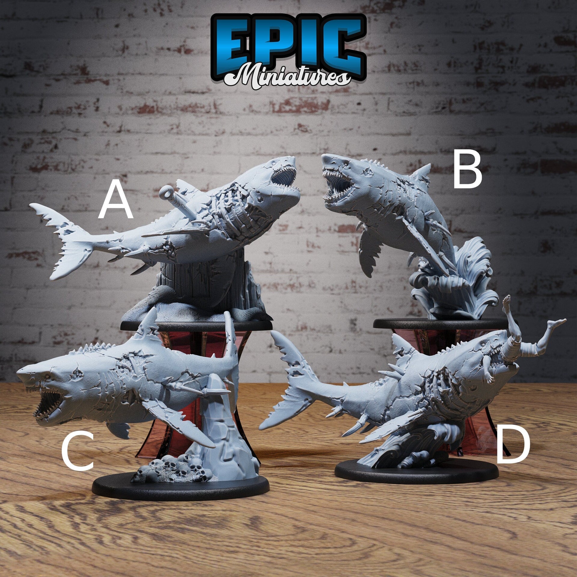 Zombie Shark- Epic Miniatures | 32mm | Pirate Scourge | Prehistoric| Undead | Megalodon