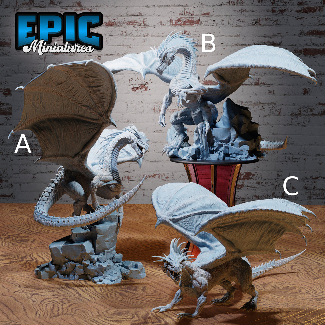 Glacier Dragon - Epic Miniatures | 32mm | Ice Age Madness | Drake | Gargantuan | Ancient