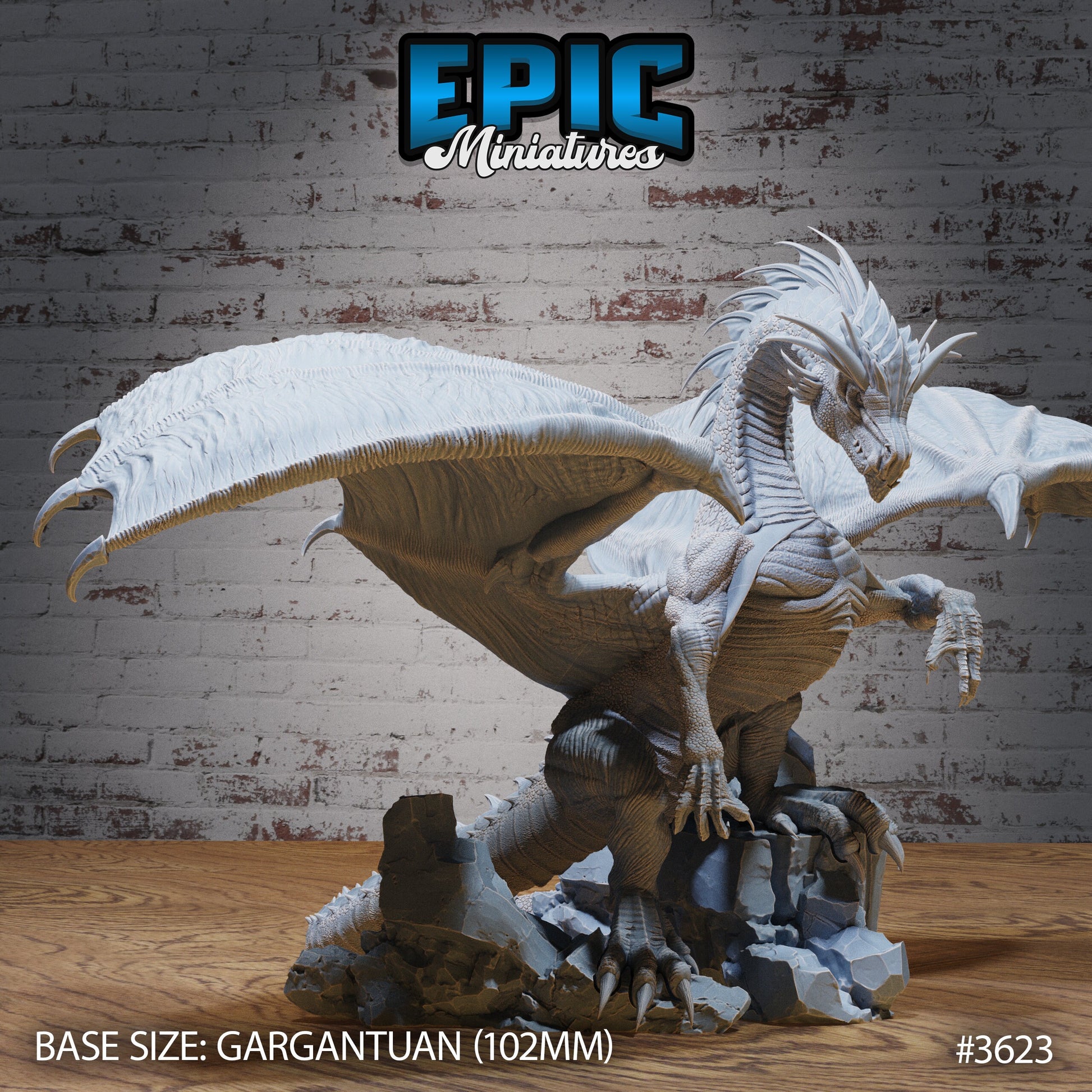 Glacier Dragon - Epic Miniatures | 32mm | Ice Age Madness | Drake | Gargantuan | Ancient