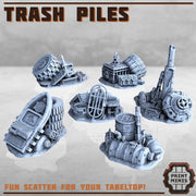Trash Piles, Wasteland Scatter Terrain - Print Minis