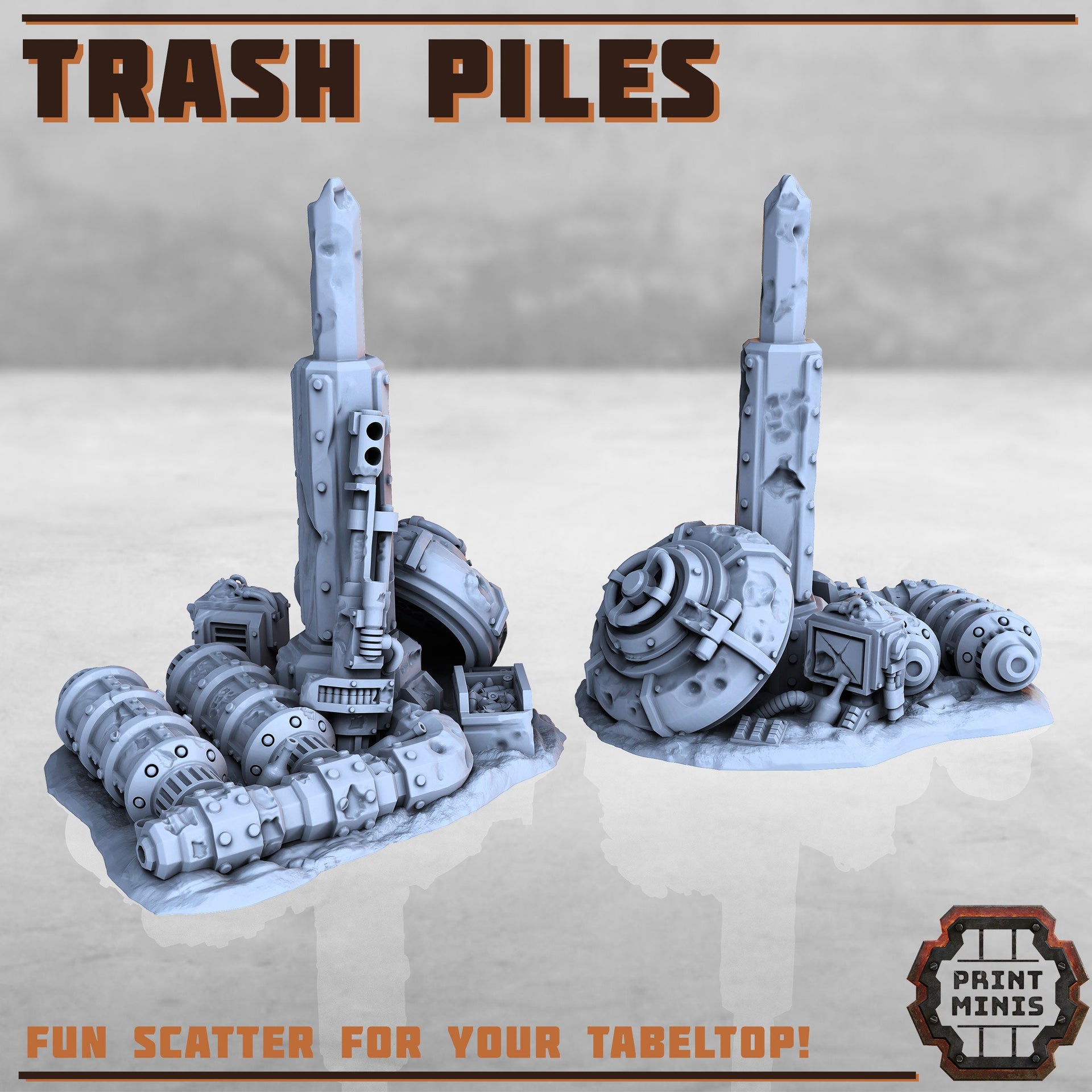Trash Piles, Wasteland Scatter Terrain - Print Minis