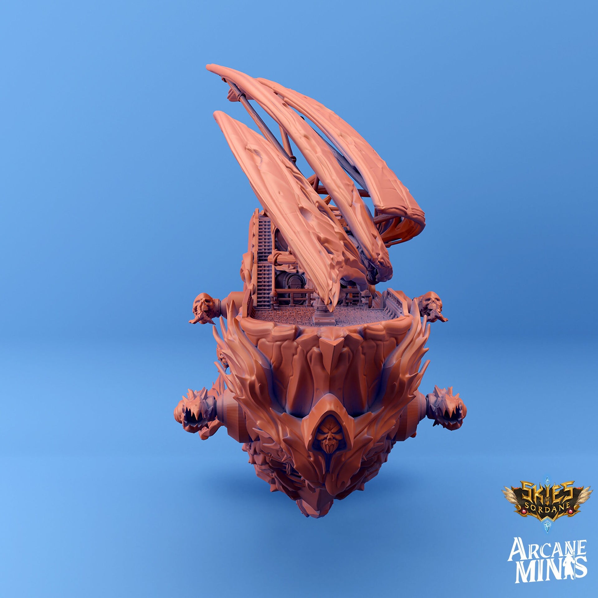 Carcassite airship, Umierta Undead - Arcane Minis | 32mm | Destroyer | Sails | Pirate Ship | Ghost Ship