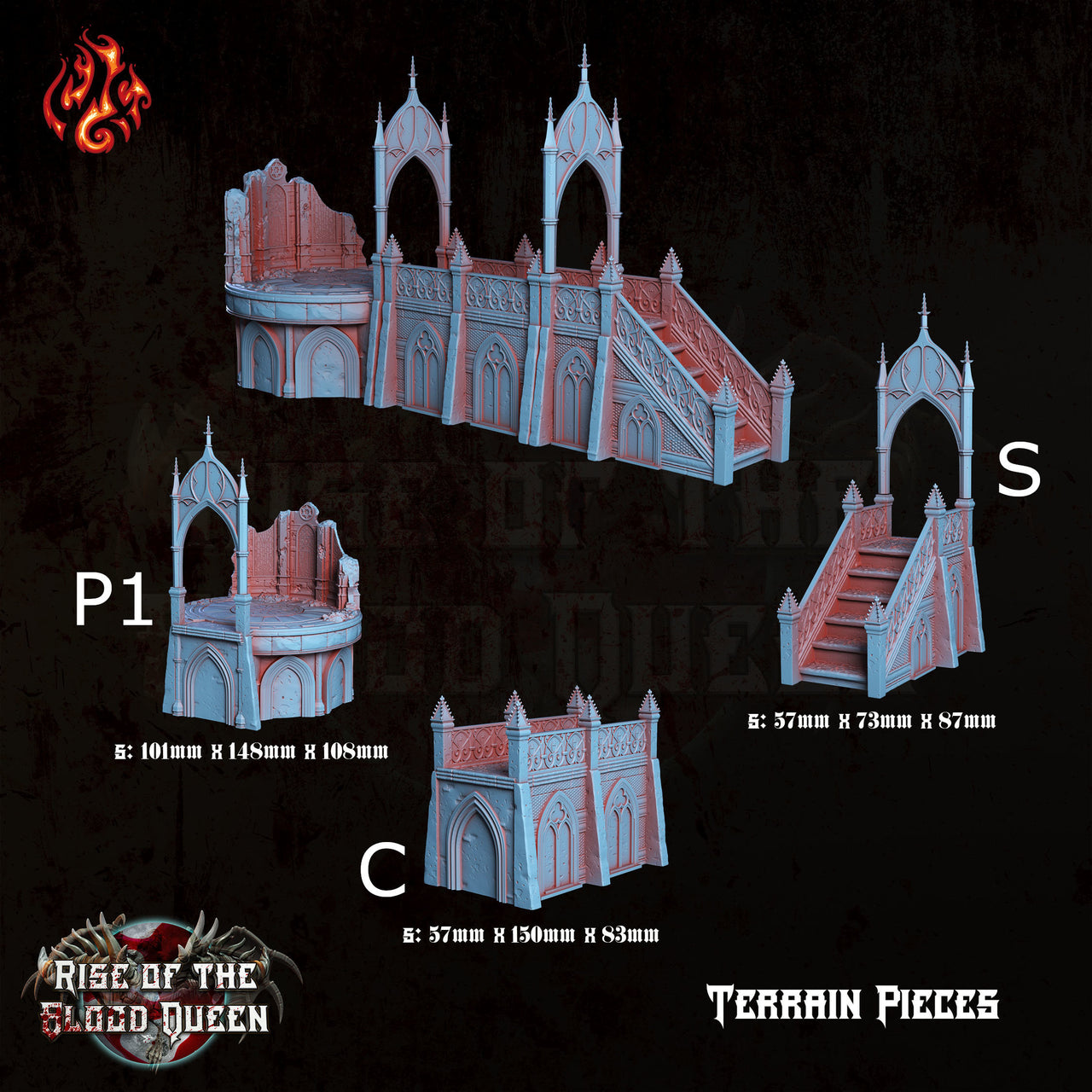 Vampire Castle Terrain - Crippled God Foundry | 32mm | Rise of The Blood Queen | Fortress | Coffin | Tomb | Throne