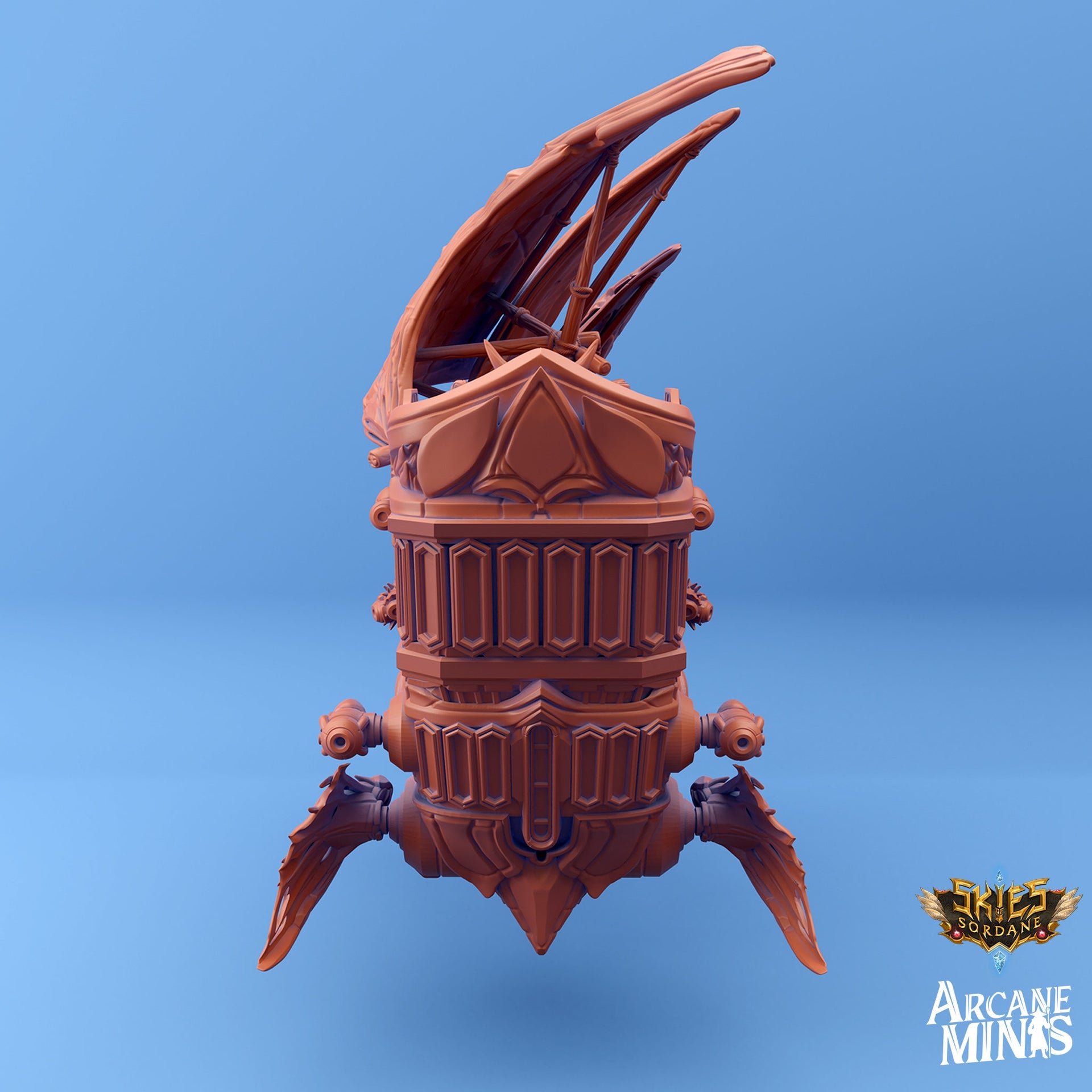 Carcassite airship, Umierta Undead - Arcane Minis | 32mm | Destroyer | Sails | Pirate Ship | Ghost Ship