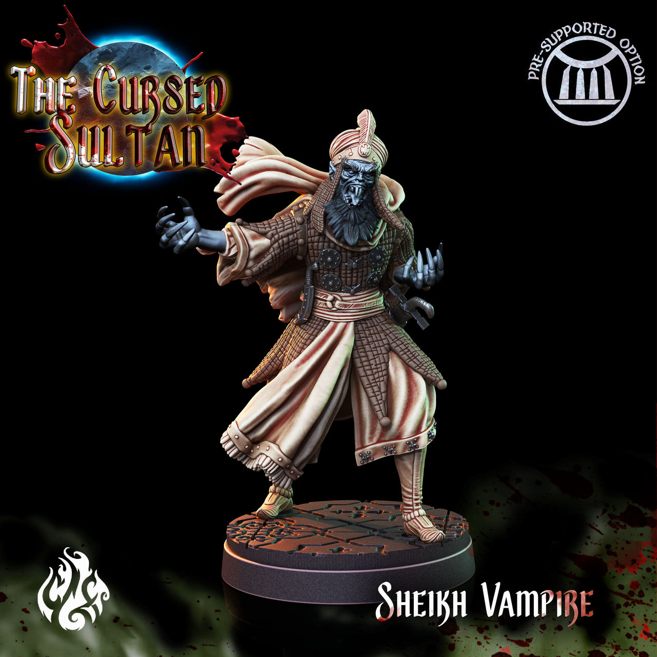Sheik, Vampire Lord - Crippled God Foundry | 32mm | The Cursed Sultan | Traveller | King