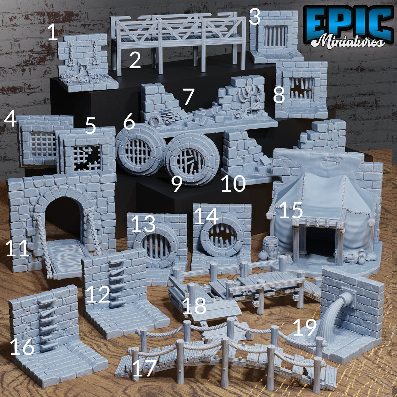 City Sewers Environment Terrain - Epic Miniatures | Infernal Assault | 28mm | 32mm | Grate | Bridge | Tunnel