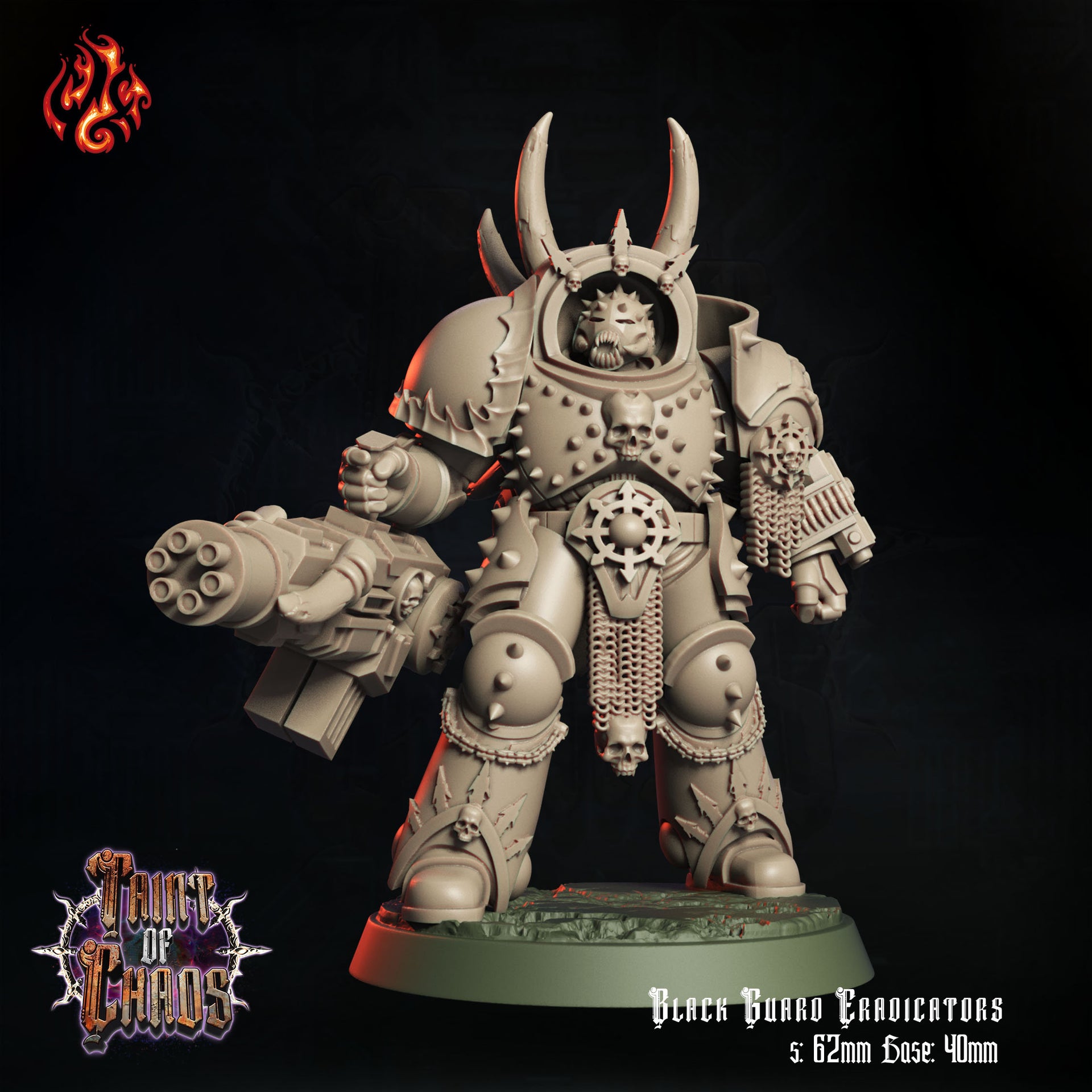 Black Guard Eradicators, Chaos Heavy Gunners - Crippled God Foundry - Taint of Chaos | 32mm | Scifi | Power Armor | Soldier