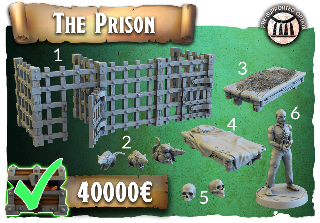 The Prison Decor - Crippled God Foundry, Dungeon of Despair | 32mm | Scatter Terrain | Dungeon | Cage | Prisoner | Rate