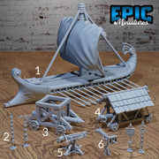 Olympian War Equipment - Epic Miniatures | Olympian Legends | 28mm | 32mm | Grond | Boat | Ballista | Mangonel