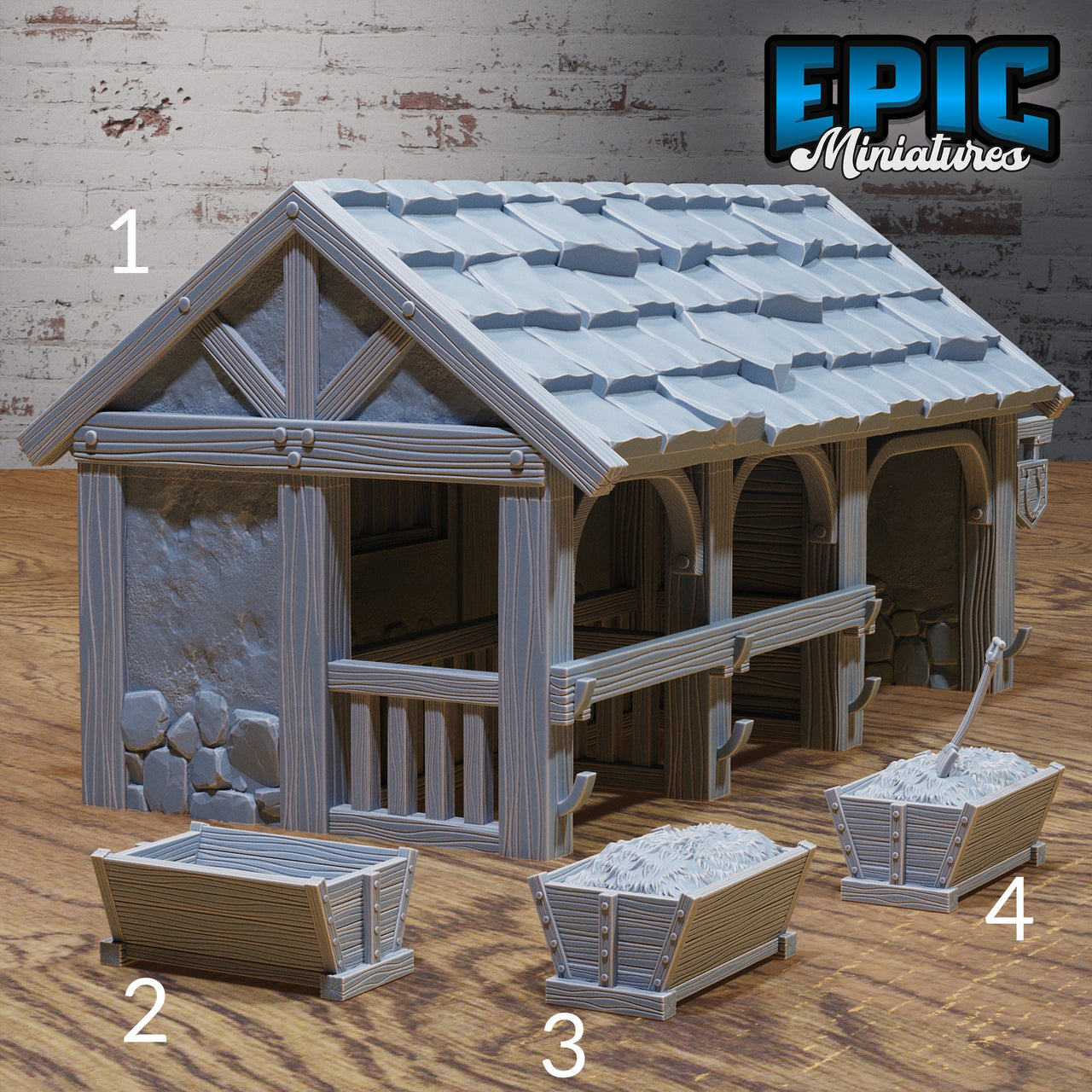 Horse Stable - Epic Miniatures | Mighty Heroes | 28mm | 32mm | Farmyard | Barn