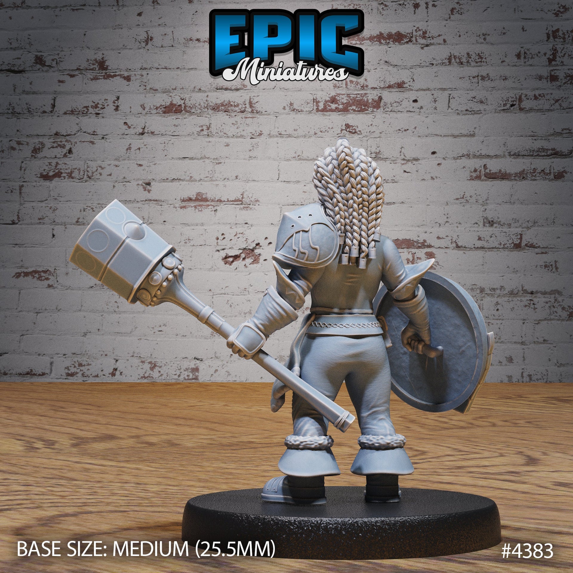 Bearded Female Dwarf - Epic Miniatures | Mighty Heroes | 28mm | 32mm | PC | Paladin | Fighter | Bard | Hammer