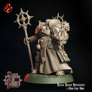 Black Guard Harbinger, Chaos Commander - Crippled God Foundry - Taint of Chaos | 32mm | Scifi | Power Armor | Soldier | Psychic