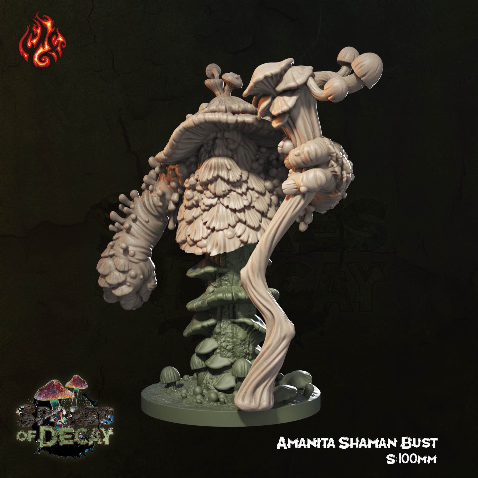 Aminita Shaman Bust, Mushroomfolk Druid - Crippled God Foundry - Spores of Decay | D&D | 32mm | Fungus | Cordyceps