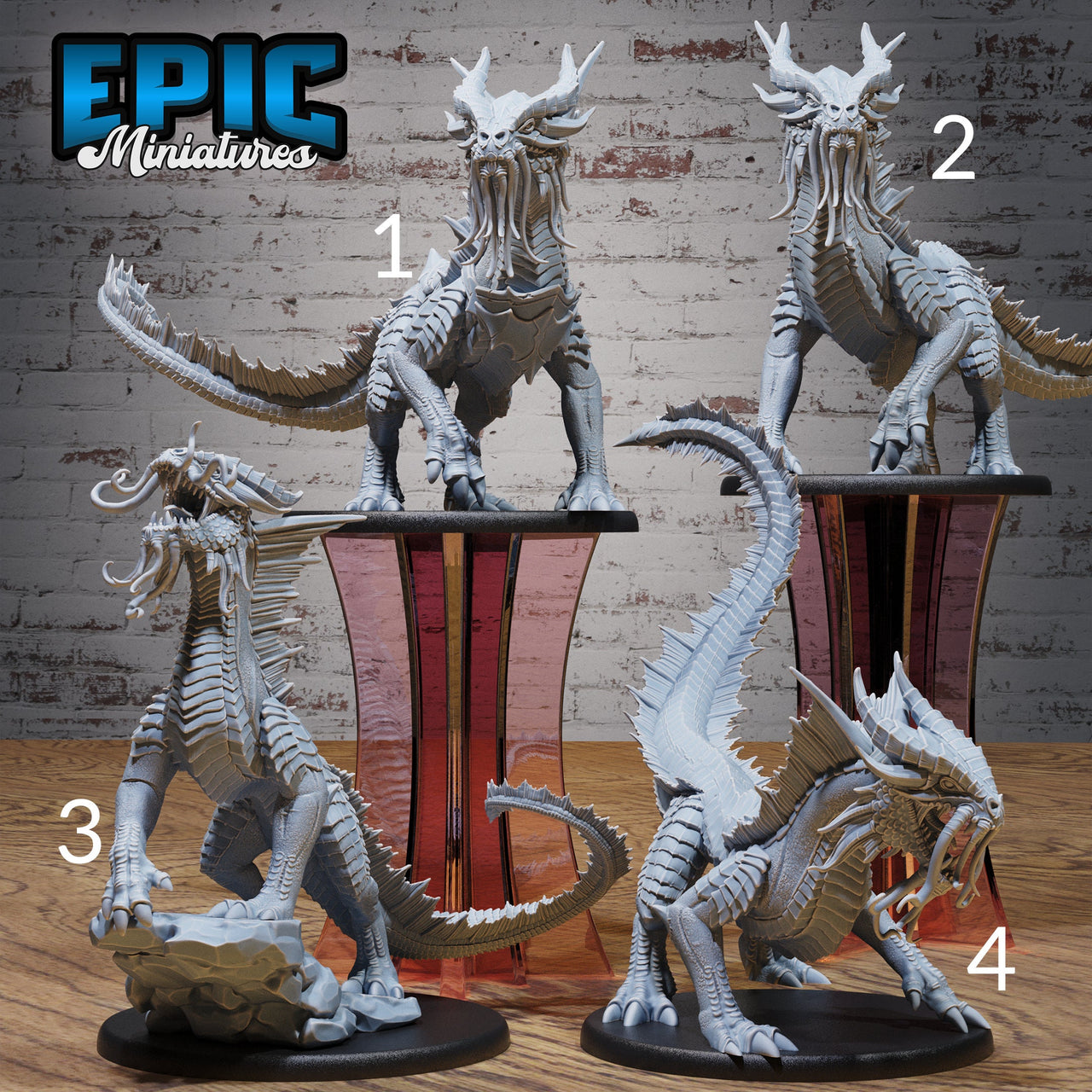 Guard Drake Gold - Epic Miniatures | Mighty Heroes | 28mm | 32mm | Dragon | Wyrm | Beard | Mount | Saddle