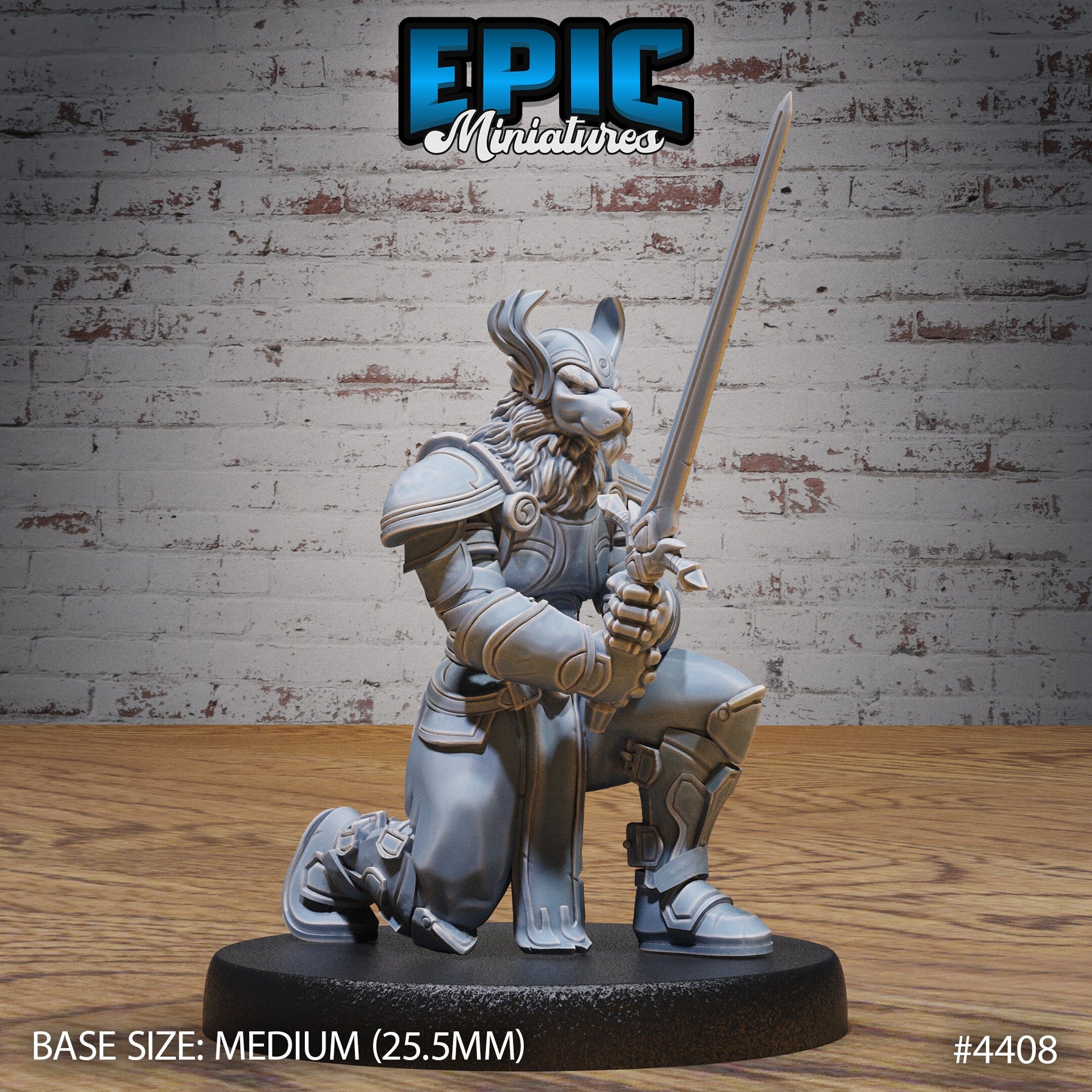 Beast Folk Paladin - Epic Miniatures | Mighty Heroes | 28mm | 32mm | Cat Folk | Tabaxi | Lion | Knight