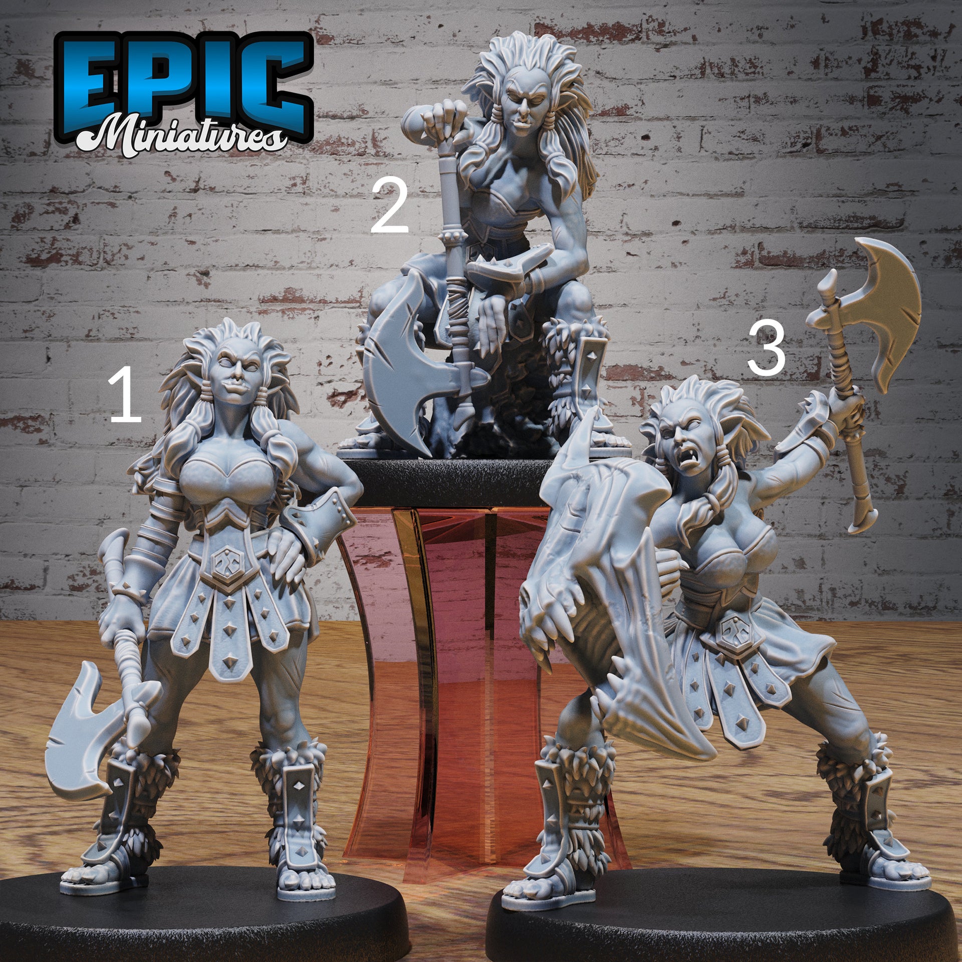 Half Orc Female Fighter - Epic Miniatures | Mighty Heroes | 28mm | 32mm | PC | Barbarian | Axe