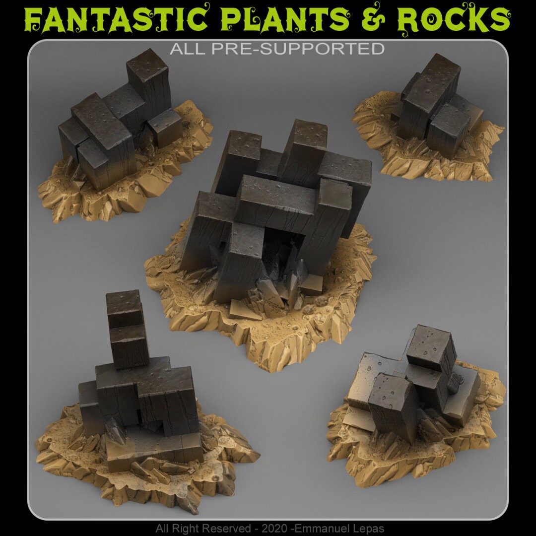 Abstract Desert Rocks - Fantastic Plants and Rocks | Print Your Monsters | DnD | Wargaming