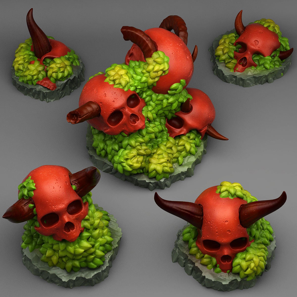 Devil Skulls Scatter Terrain - Fantastic Plants and Rocks | Print Your Monsters | DnD | Wargaming