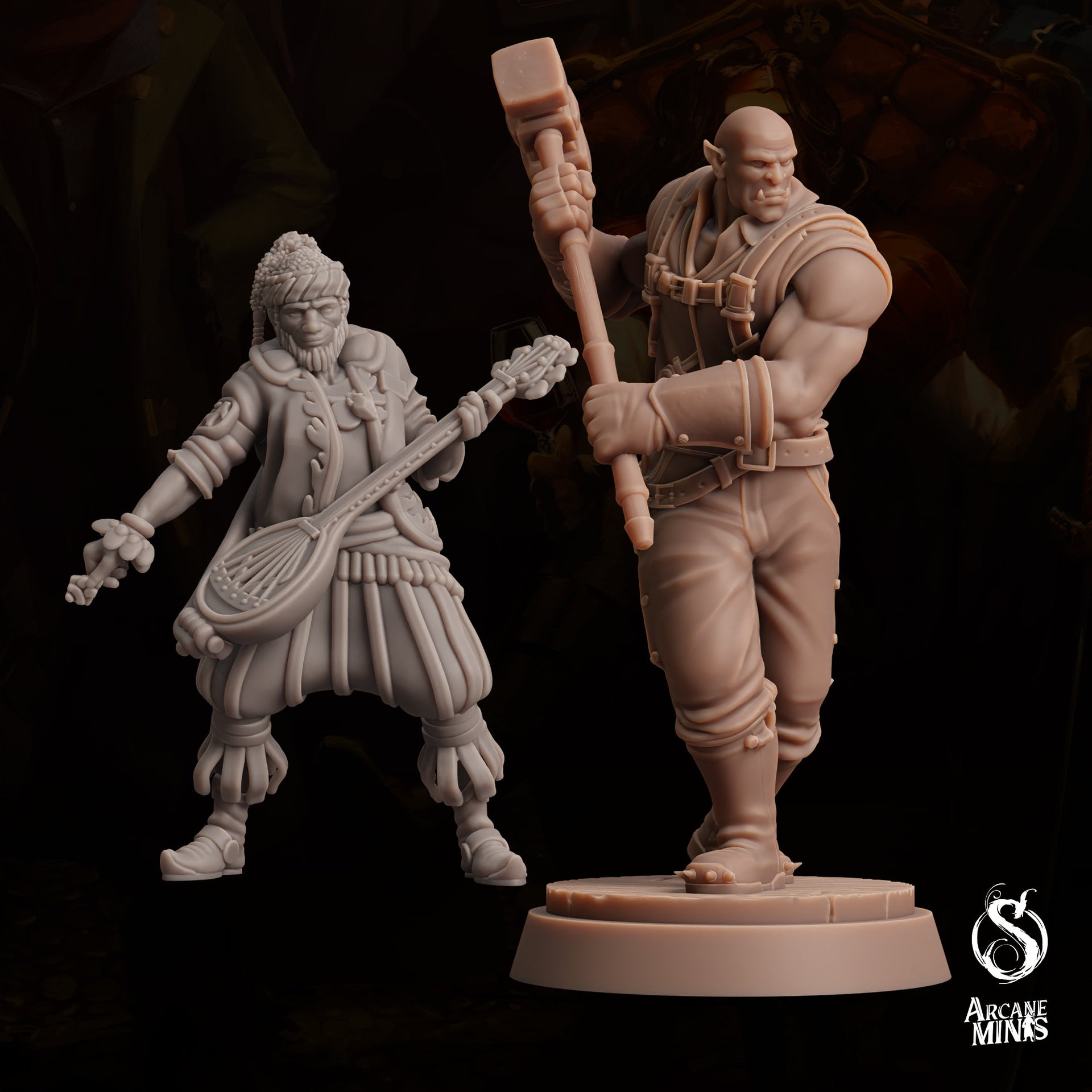 Half-Orc Brawler - Arcane Minis | 32mm | The Queens Deceit | Engineer | Mechanic