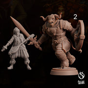 Tauriontaur Fighter, Minotaur Gladiator- Arcane Minis | 32mm | The Queens Deceit | Knight