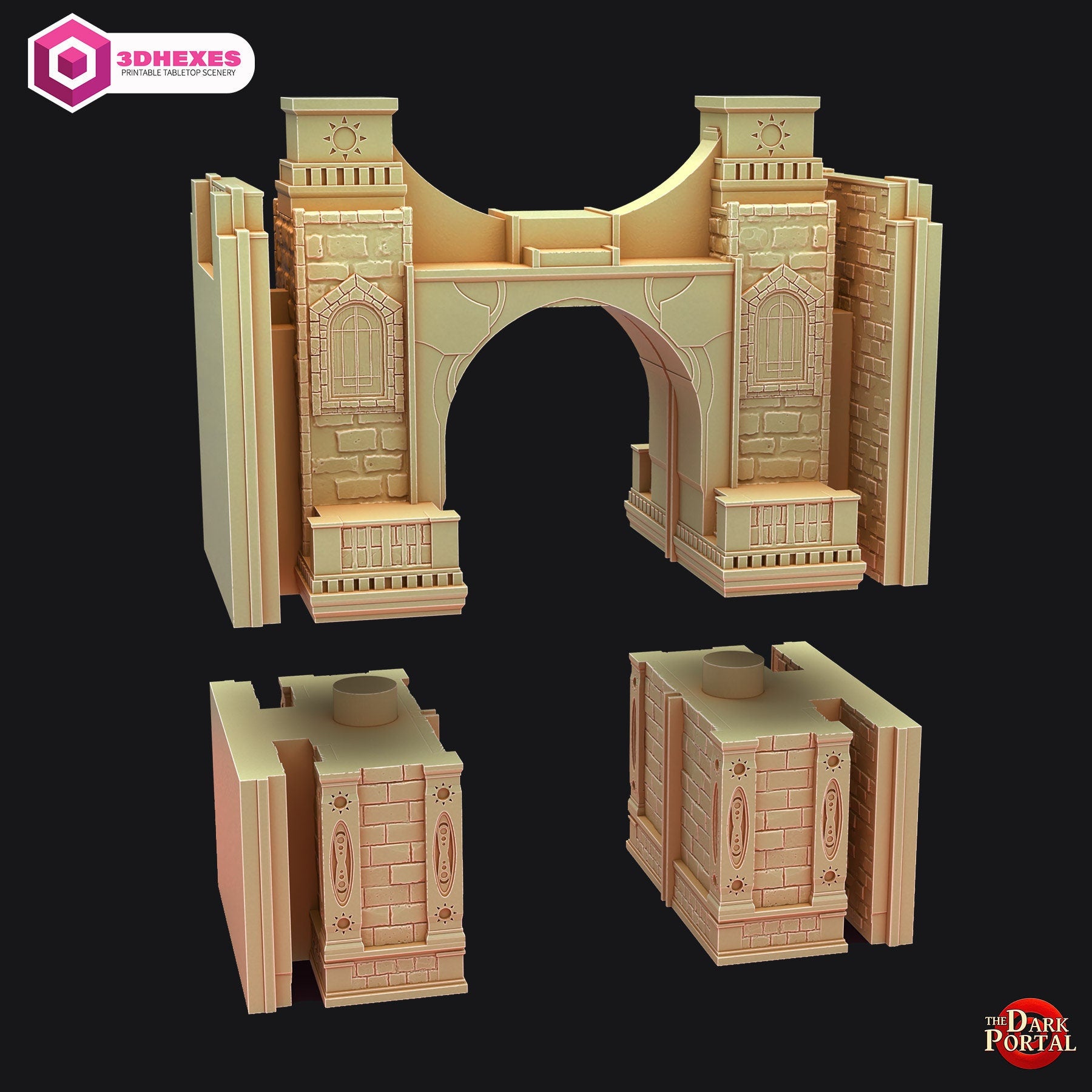 Dawn City Gates - Echoes of the Dark Portal by 3dHexes | Ancient Ruins Terrain for Roleplaying and Gaming | Filament | Gateway | Temple