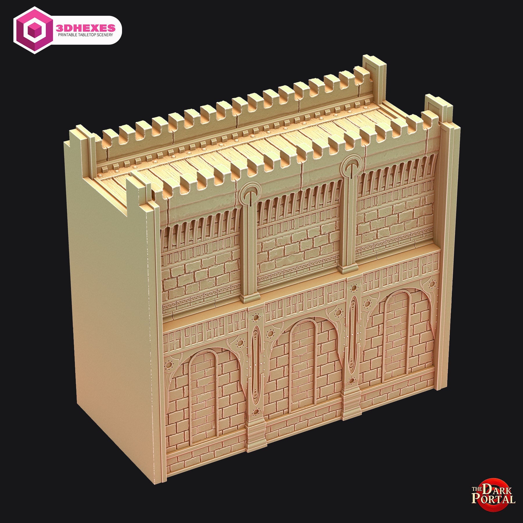 Dawn City Walls - Echoes of the Dark Portal by 3dHexes | Ancient Ruins Terrain for Roleplaying and Gaming | Filament | Castle | Fortress