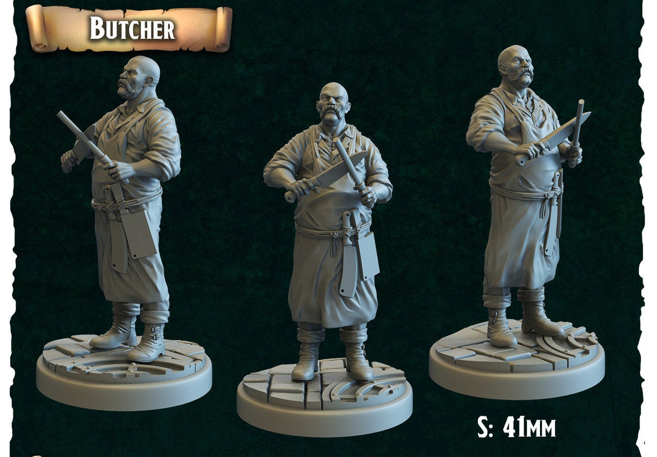 Butcher - Crippled God Foundry, Bladeport | 32mm | Mustache | Villager | Townsfolk