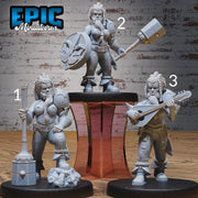 Bearded Female Dwarf - Epic Miniatures | Mighty Heroes | 28mm | 32mm | PC | Paladin | Fighter | Bard | Hammer