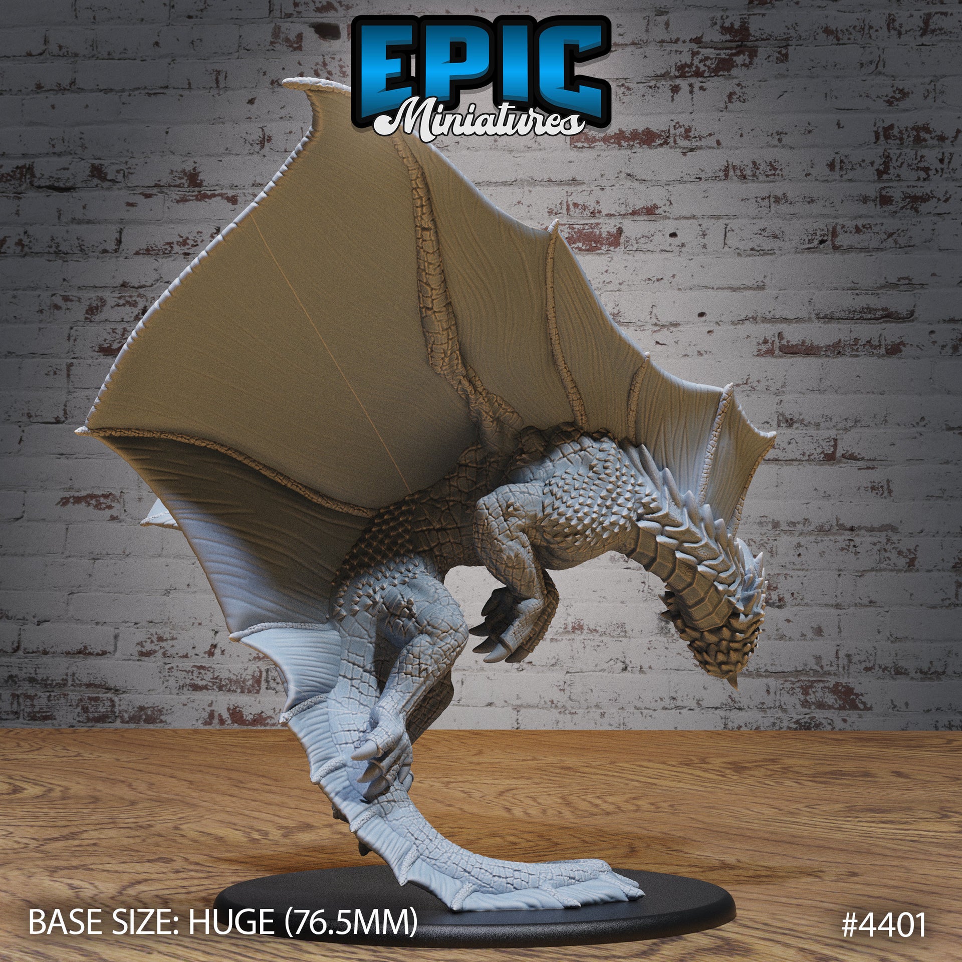 Brown Dragon - Epic Miniatures | Mighty Heroes | 28mm | 32mm | Stone | Rock | Flying