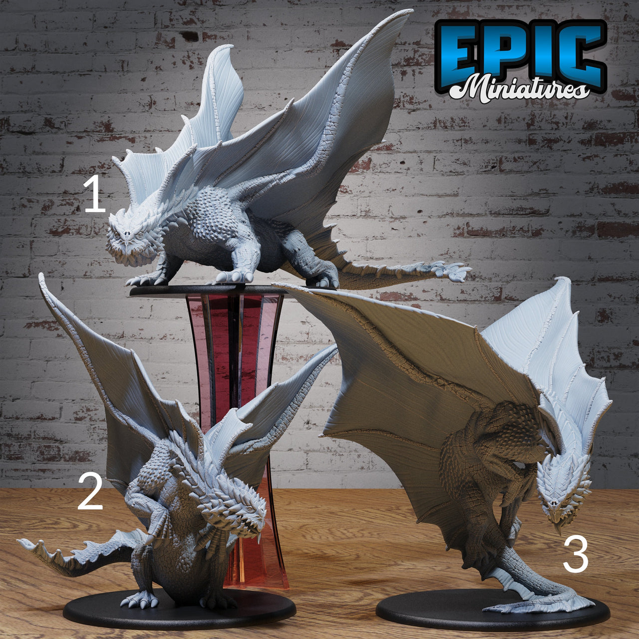 Brown Dragon - Epic Miniatures | Mighty Heroes | 28mm | 32mm | Stone | Rock | Flying
