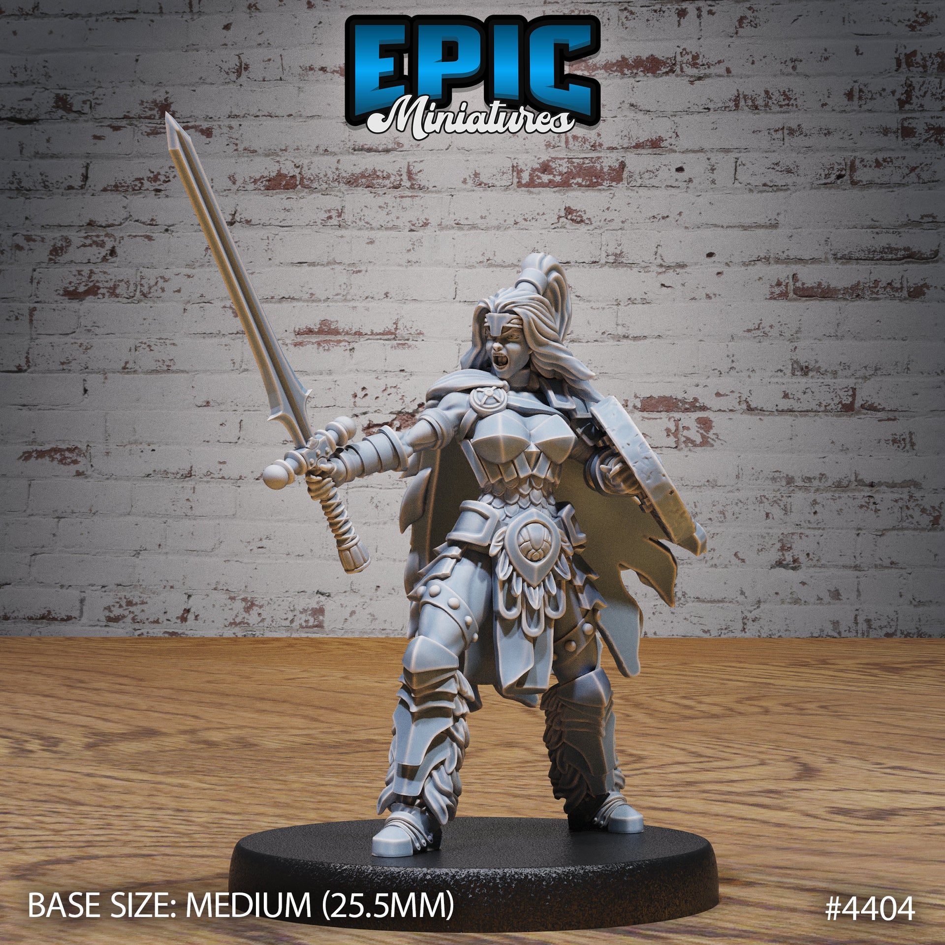 Barbarian Warrior Female - Epic Miniatures | Mighty Heroes | 28mm | 32mm | PC | Fighter | Knight | Hammer | Axe