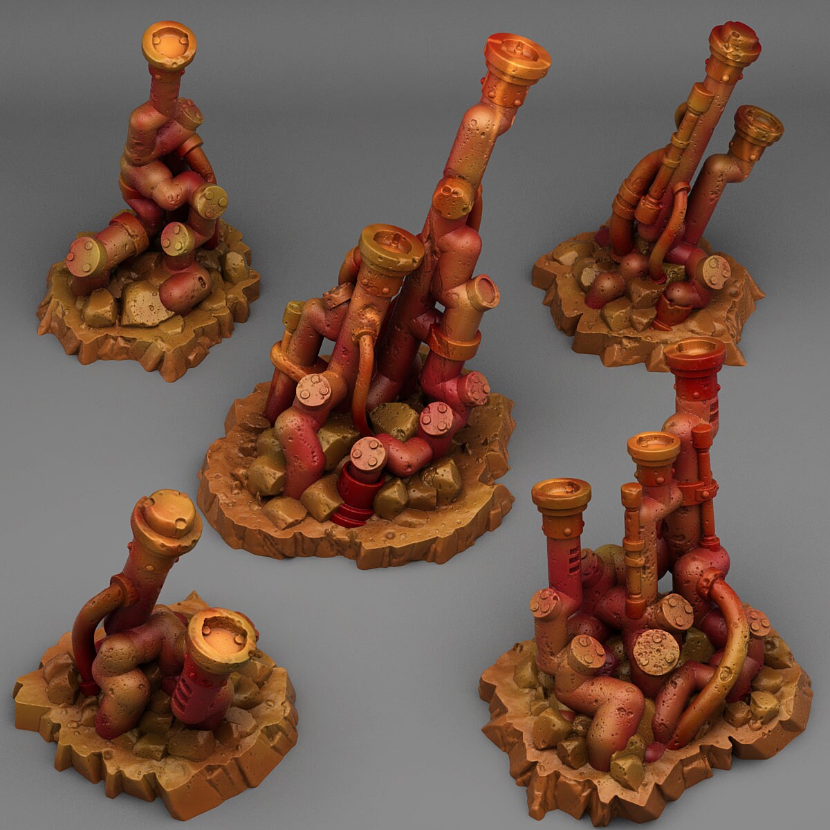 Abandonned Acid Pipes Scatter Terrain - Fantastic Plants and Rocks | Print Your Monsters | DnD | Wargaming