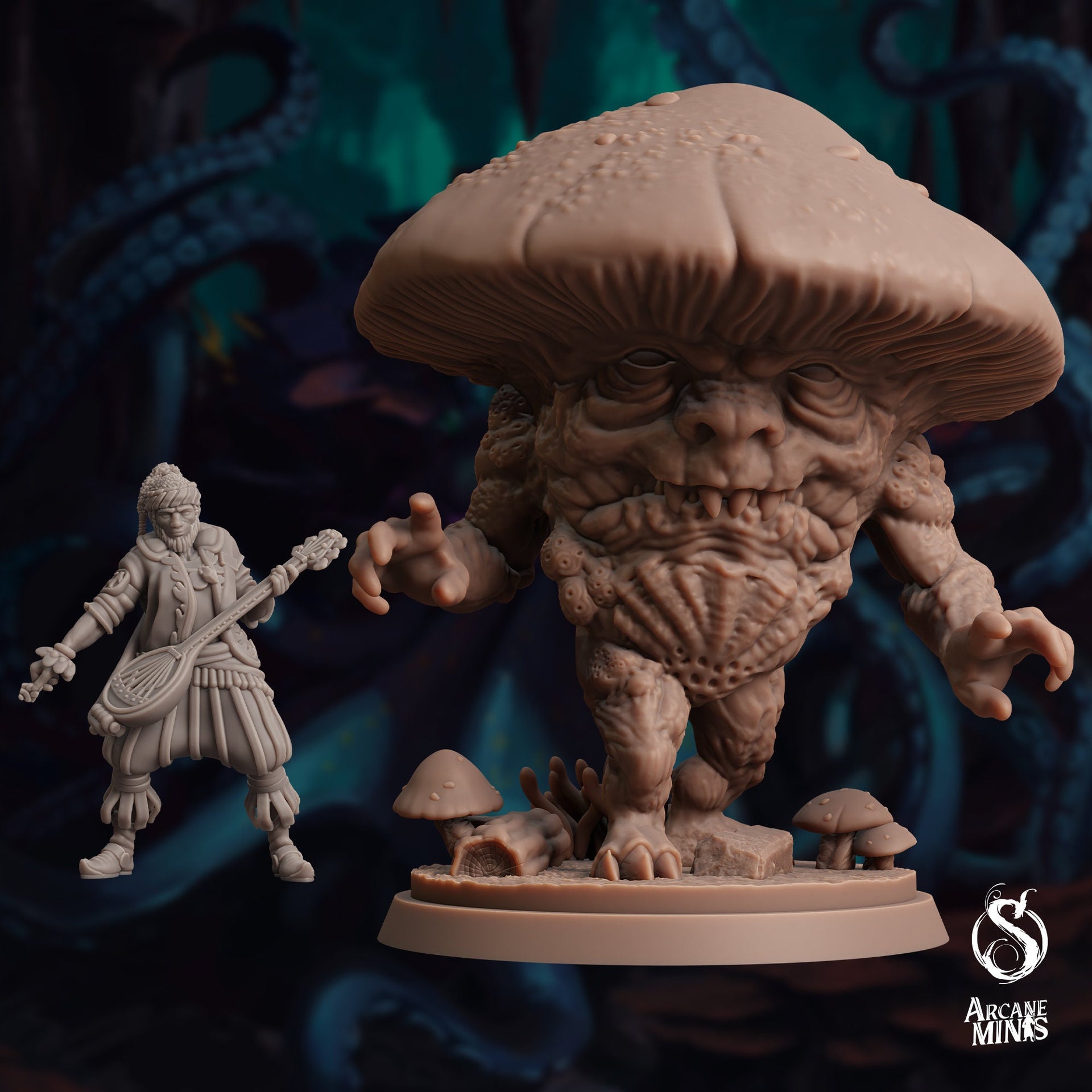 Mushril Stalker, Mushroom Monster - Arcane Minis | 32mm | The Awakening | Alien | | Fungus | Mold