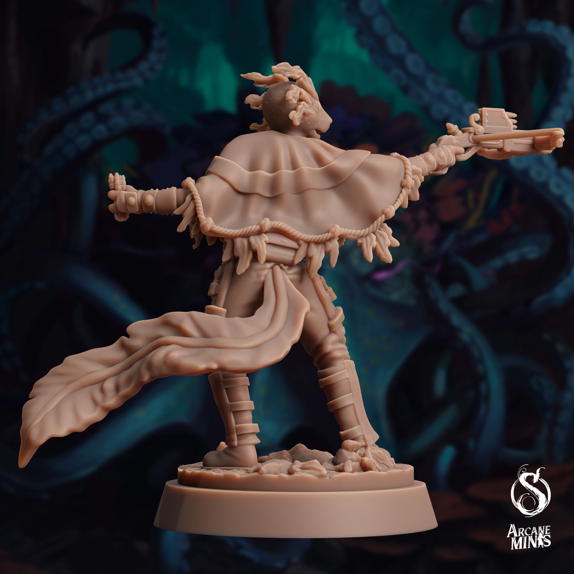 Axolian Ranger, Axolotl folk Rogue - Arcane Minis | 32mm | The Awakening | Axolotlfolk | Crossbow | Dagger