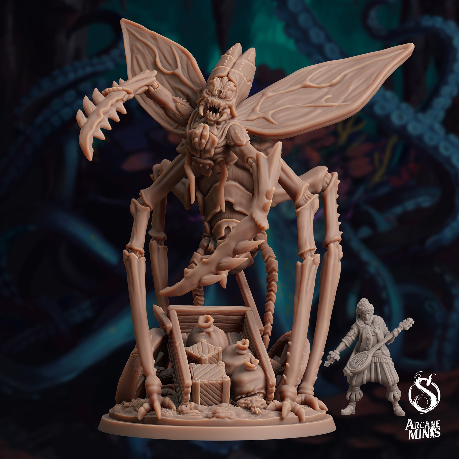 Exonid Strider, Giant Bug Monster - Arcane Minis | 32mm | The Awakening | Alien | Wasp