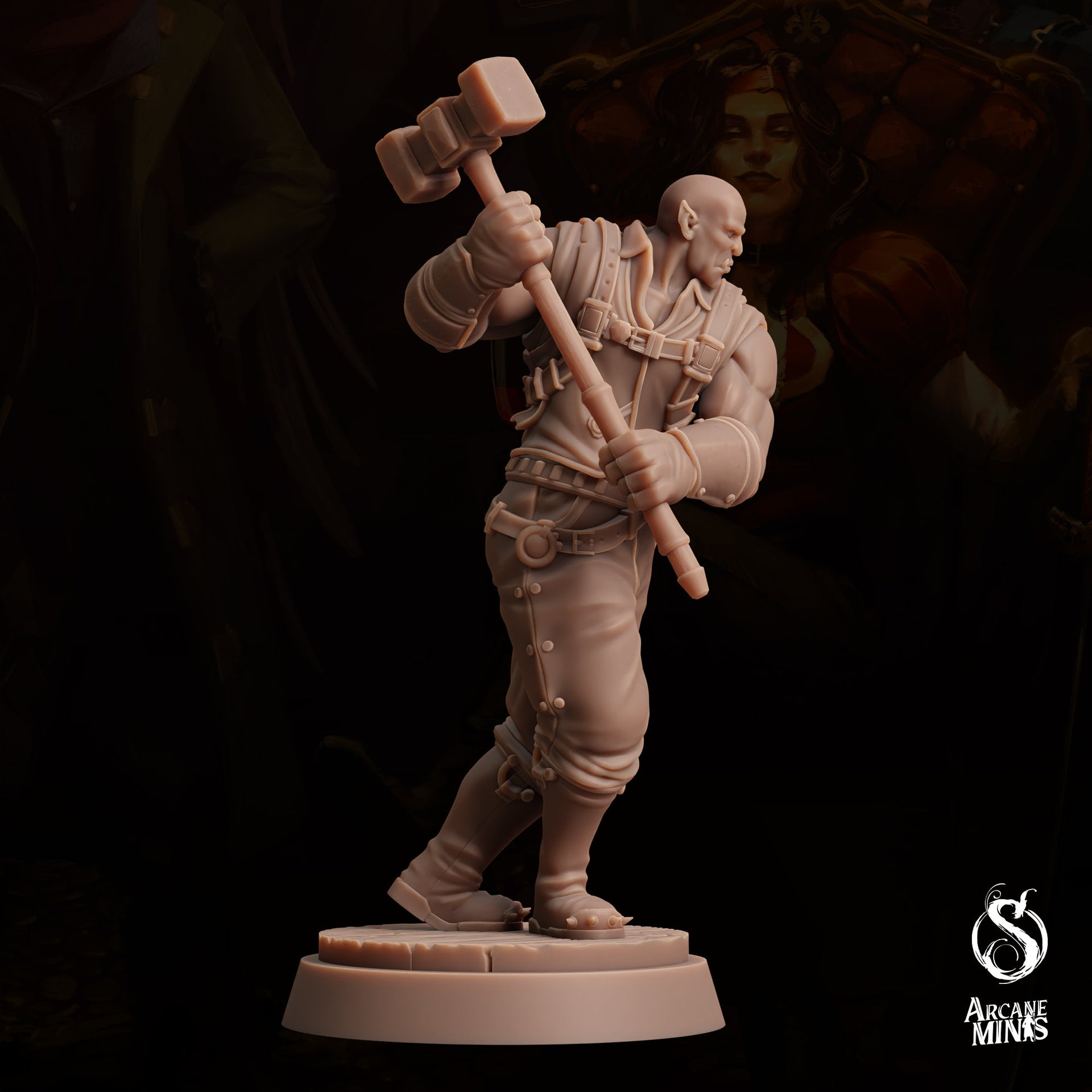 Half-Orc Brawler - Arcane Minis | 32mm | The Queens Deceit | Engineer | Mechanic