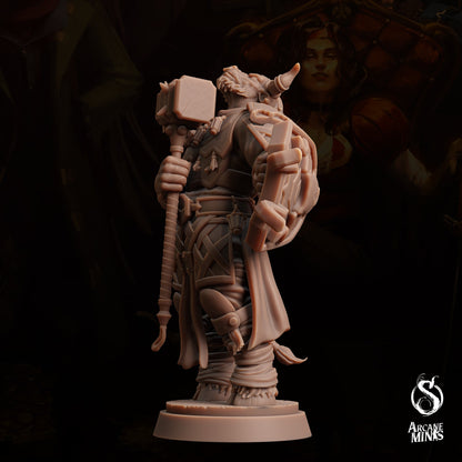 Tauriontaur Cleric, Minotaur Knight - Arcane Minis | 32mm | The Queens Deceit | Paladin
