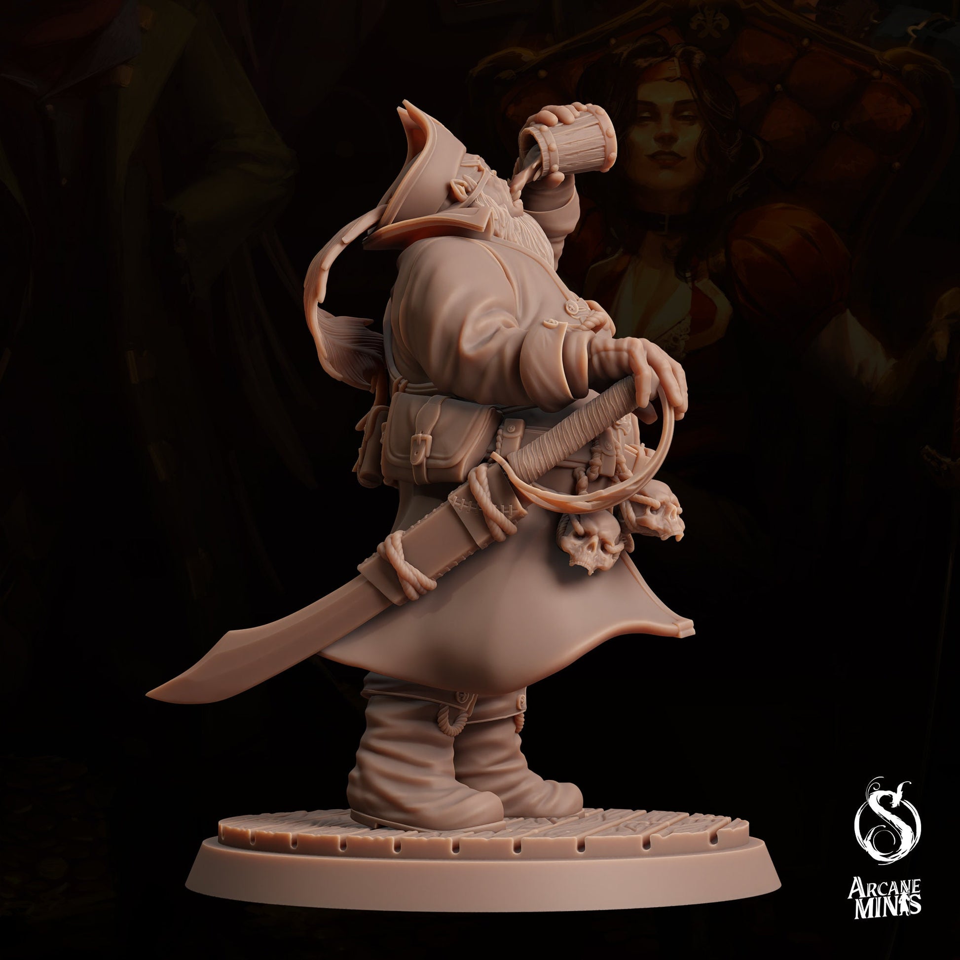 Ogre Fighter - Arcane Minis | 32mm | The Queens Deceit | Pirate | Captain | Swashbuckler